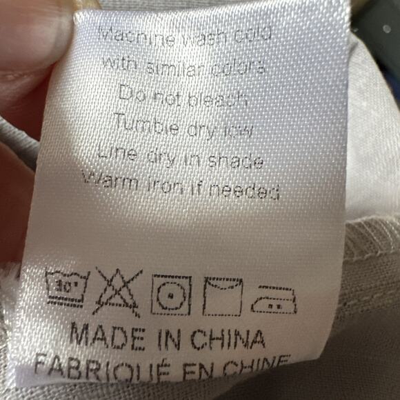 Women's Grey Summer Drawstring Wide Leg Loose Cotton Linen Palazzo Pants Sz L - Picture 4 of 4